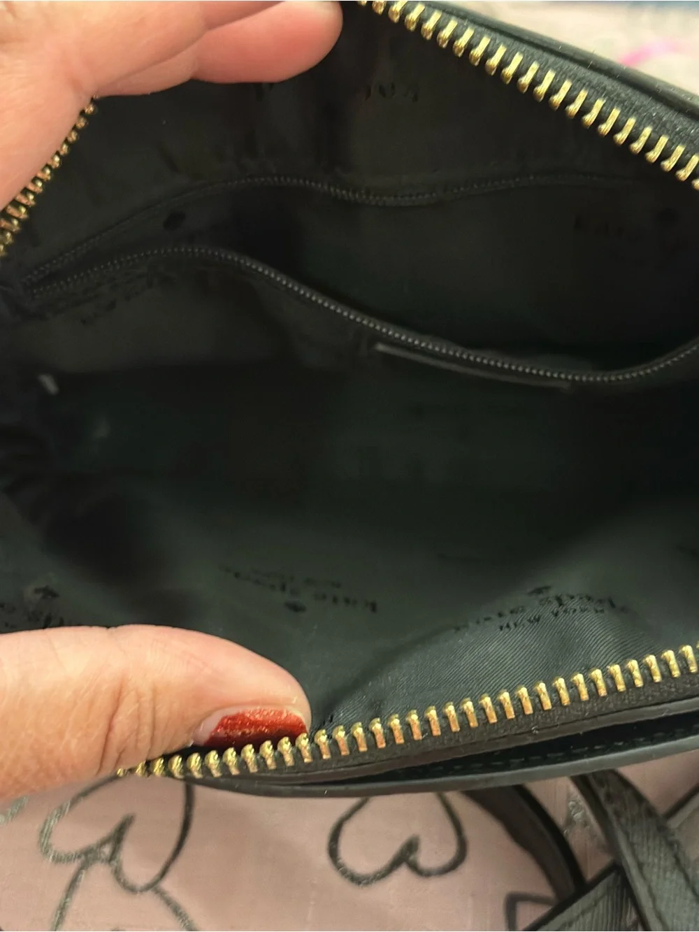 kate spade Black Leather Dome Crossbody with Gold Logo